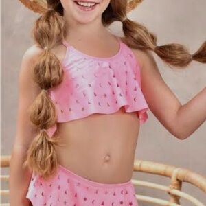 Mia Belle Girls Pink Moon & Star Patterned Girls' Swimsuit size 8